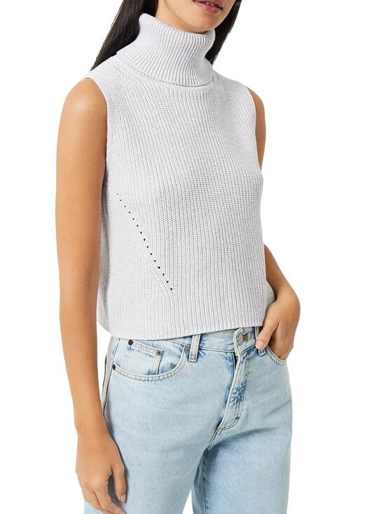 French Connection Sweaters - FRENCH CONNECTION gray 100% cotton sleeveless Mozart turtleneck sweater top